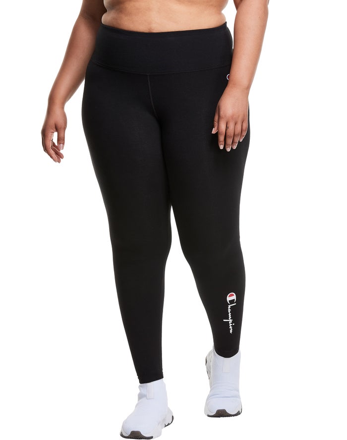 Champion Dame Leggings Sort - Plus Everyday Script Logo - Danmark HLM-581026